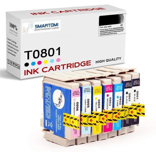 SMARTOMI Multipack van 14 compatibele T0801-inktpatronen voor Epson T0807 voor Stylus Photo R265 R285 R360 RX560 RX585 RX685 P50 PX650 PX660 PX700W PX710W PX720WD PX800FW PX810FW PX830FWD-serie